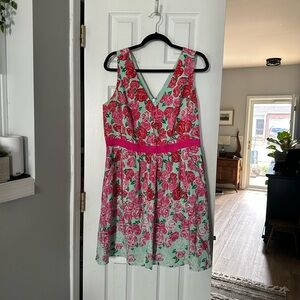 Vineyard Vines Pink and Green Floral Mini Dress